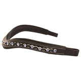 Exion Horse Browband for English Bridle | Curved Shape Padded Equestrian Browband for Show & Dressage | Black & Turquoise Blue Crystal Browband for Horses