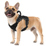 WINGOIN Black Tactical Dog Harness for Small Dogs, Heavy Duty No Pull Harness with Handle, Adjustable Reflective Military K9 Pet Vest for French Bulldog, Pug, Walking, Training, Hunting (S)
