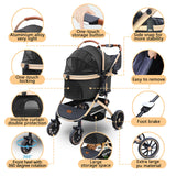 Pettingzoo Dog Stroller with Removable Carrier Foldable Pet Stroller,60 lbs