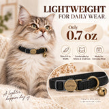 Retro Cat Collar with Brass Bell, Breakaway Adjustable Pet Collar