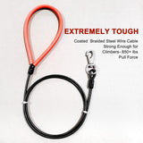 Heavy Duty Dog Leash, Chew Proof Metal Leash for Large Dogs (Up to 250lbs), WireRope Dog Leashes with Soft Silicone Grip (Black, 10 FT)