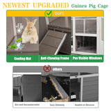 Ketive Guinea Pig Cages Indoor, 3-Story Wooden Small Animal Cage with Stand, Rabbit Hutch with Ramps, Removable Hammock & Hideout, Leak-Proof Pull-Out Tray Habitat for Hamsters, Guinea Pigs, Rabbits