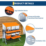 Garvee Chicken Nesting Box, 6-Hole Roll Away Egg Laying Box with Lid, Heavy-Duty Galvanized Steel Rustproof Design - Easy Egg Collection, Easy Clean (with Bracket Legs, Orange)