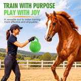 Seenelling 1 Pcs 10 Inch Horse Ball with Handle, Fruit Scented Horse Stall Toy, Anti Burst Slow Rebound Rubber Equine Play Herding Ball for Boredom Relief, Stable Enrichment Interactive (Green)
