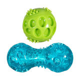 Chase 'n Chomp Squeak and Light Up Ball and Dumbbell Dog Toy, Mental & Physical Stimulation, Small, 2 Pack