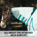 Schneiders Ripstop Nylon Mesh II Horse Fly Sheets | Optimal Airflow & UV Protection | Attached Neck Euro Bellyband | Color Teal | Size 70