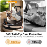 【Master Crafted for Medium Dogs】 PetDance 30% Extra Spacious Dog Car Seat, Brake Stabilized Pet Travel Seat with Reversible Cushion & Anti-Slip Base, Hazy Silver Gray
