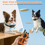 Dog Shock Collar 2 Dogs, 3300ft Dog Training Collar with Remote, Real-time Dual-Channel Remote with 3 Training Modes, Beep, Vibration, Safety Shock, Light, Fits 8-120 lbs All Breeds Sizes - Orange