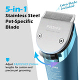 FuzzyFix Professional Dog Grooming Clipper with Replacement Blade, 5-in-1 Adjustable A5 Blade Cordless Pet Grooming Kit 2 Speed Trimmer Hair Shaver with Detachable Metal Combs Nova for Animal Horse