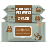 ECO SOUL Pet Cleaning Wipes, (2 Pack, 100 Count Each, Unscented)