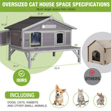 GUTINNEEN Large Outdoor Cat House Insulated Cat House Indestructible Weatherproof Feral Cat Shelter with Openable Hinged Roof, Escape Doors for 1-4 Feral Barn Cats in Winter (43.5"x31.1"x31.2")