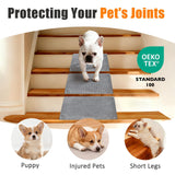 Dog Stair Ramp for Small Dogs & Cats – Non-Slip Pet Stair Wedge with Gentle Slope, High-Density Foam Ramp for Senior Pets, Washable Cover & Secure Adhesive Pads (Gray, 1 Pack)