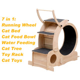 Cat Wheel 7-in-1 Upgraded Exercise Treadmill for Indoor Cats，Cat Treadmill with Silent Running Wheel, Cat Tunnel, Cat Wheels for Indoor Cats, Perfect Cat Jym & Toy for Endless Fun & Fitness