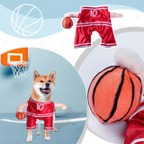 DELIFUR Dog Basketball Player Costume - Pet Halloween Costume Adjustable Funny Dress Up Sports Outfit Cosplay Clothes for Small Medium Dog Red (Large)