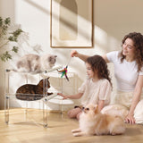UGLKTL Acrylic Cat Hammock Bed, Elevated Cat Bed with Breathable Woven Mat, Sturdy Clear Cat Perch for Indoor Cats, Kittens, Small Dogs, Space-Saving Cat Furniture for Home Decor