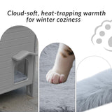 Plastic Insulated Outdoor Cat House Weatherproof for Feral Cat, Elevated Cat Shelter with Escape Door, Easy Assemble, Expansive Interior‌ Grey 22.0" L x 21.0" W x 16.0" H