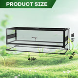 67 Gallon Reptile Glass Terrarium, 48 in x 18 in x 18 in Reptile Tank with Top & Side Screen Ventilation, Reptile Terrarium with Sliding Door & Anti Escape