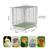 YOOSO WING Bird Carrier Travel Cage - 304 Stainless Steel Portable Folding Bird Travel Cage with Parrot Feeder Cups & Standing Perch for Smaller Birds Conures Lovebird Cockatiel Parakeets (Green)