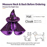 huraty Cat Halloween Costume Wizard Cloak and Hat Pet Cosplay Outfit
