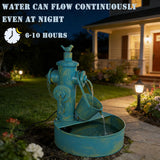 Solar Water Fountain with Backup Battery,Outdoor Metal Bird Bath Fountain,Solar Fountain Bird Bath for Garden, Patio & Yard Decor,Working at Night for at Least 6 Hours