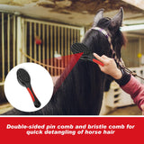 Dansydaisy Horse Tail Extension Bag and Double Side Pin and Bristle Comb Brush, Red and Black Fake Horse Tail Carry Bag for Storage