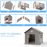 EasyUp Dog House Outdoor Indoor,Dog House Weatherproof Resin Shelter with Air Vents and Elevated Floor for Small Medium Large Dogs,Easy Clean and Assemble(31.18 * 33.7 * 32.52in,Coffee)