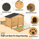 48 '' Large Cabin-Style Dog House with Porch - All-Weather Outdoor & Indoor Wooden Dog Crate for Large Breeds, Solid Fir Construction with Asphalt Roof & Dual Doors (Natural, 26-40LBS)