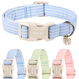 ARING PET Stripe Dog Collar, Cute Spring Summer Blue Stripe Pet Collars with Bow Charm for Puppy Small Medium Large Boy Girl Dogs-XS, for Daily Outdoor Walking Training
