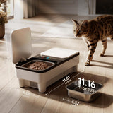 uahpet Cat Wet Food Automatic Feeder with Semiconductor Cooling & Pre-Heating, Programmable Timed Wet Food Dispenser for Cats, Stainless Steel Tray, Quiet, for 1-2 Cats Daily Use & Short Trips