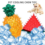 HomeSoGood 3Pcs Dog Cooling Chew Toys,Cooling Teething Toy for Puppies,Summer Interactive Squeaky Toys,Small and Medium Pet Treat Training Tools,Watermelon Pineapple Fruits Shape Teething Toys