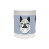 Metallic Pug Mug — Silver/Gold Ceramic Coffee Cup with Cute Pug Portrait