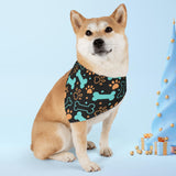 Blue & Orange Bone Pet Bandana Collar — Cute Colorful Dog Neck Scarf
