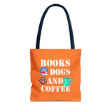 Books, Dogs, and Coffee Tote Bag - Fun Canvas Bag for Book Lovers and Dog Owners