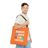 Books, Dogs, and Coffee Tote Bag - Fun Canvas Bag for Book Lovers and Dog Owners
