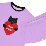 Women's Short Pajama Set cat valentine