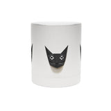 Metallic Cat Mug — Minimal Origami Black Cat Coffee Cup (Silver/Gold)