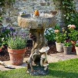 Hamiedun Bird Baths for Outdoor - 24.8" Tall Pedestal Resin fiber, Woodland Tree Trunk Decoration Yard Statue，Pedestal Birdbaths for Outdoors, Garden, Patio, Lawn, Backyard (24.8''H)