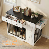 IHUESHO 43.3" Furniture Style Dog Crate with 3 Storage Drawers, Heavy Duty Wood Pet Kennel with Removable Feeder, Modern End Table Dog House with Dual Doors for Large Dogs (41-70 lbs) (Black)