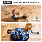 KiwiLove Interactive Cat Toy with Motion Activated Ball & 7-Hole Play Mat, Hide and Seek Exercise Game for Indoor Cats, Automatic Moving Cat Ball in Pouch, Rechargeable Kitten Toys (Starry Night)
