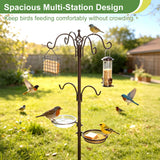 83" Bird Feeding Station Kit with Multiple Hooks, Heavy Duty Metal Bird Feeding Station with Seed Tray & Mesh Basket, Easy Assembly Ground Mounted Bird Feeder Pole for Garden Yard Outdoor