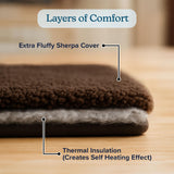 Self Warming Cat Mat - 36x24in Thermal Dog Crate Pad with Removable Washable Sherpa Cover and Reflective Insulation Layer for Self Heating - Pet Supplies for Medium Dogs and Cats by PETMAKER (Brown)