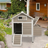 PetsCosset 32" Chicken Coop Wooden Hen House for 1-3 Chickens,Outdoor Poultry Cage with Pull Out Tray,Garden Backyard Chicken Coops Cages with Nesting Box，Chicken Houses Hen Cage with Ramp Run,Grey
