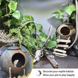 MUYG Crested Gecko Tank Accessories,Gecko Coconut Hut Hideout with Ladder Reptile Hammock Lizards Hanging Plants Flexible Climbing Jungle Vine Leaves Terrarium Decor