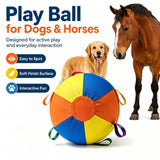 PETNOME Herding Ball for Dog with Durable Handles,Inflatable 18 Inch Herding Calming Jumbo Ball for Medium Large Dog Horse Outside Training Push Chase & Roll Blue Yellow Orange