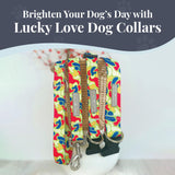 Lucky Love Dog Wide Dog Collar - Adjustable, Durable, Soft Webbing, & Comfortable 1.5 inch Wide Collar for Dogs Male and Female with Strong Buckle - Oscar, Medium