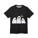 Ghost Trio Halloween Tee — Cute Spooky Moon Graphic T-Shirt