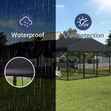 Petony 236" x 118" Outdoor Dog Kennel Steel Ideal Dog Fence for Medium/Small Dogs Anti-Rust Coating Cage with Roof All Weather Resistant Dog House with Double Locks