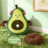 MOYMO Cute Cat Beds for Indoor Cats, Small Dog Beds, Soft Washable Pet Beds for Kitten and Puppy, Funny Avocado Cat Cave Cat Toys, 19 Inches