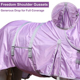 LEAFOREST Horse Fly Sheet with Neck Cover & Belly Band - Lightweight Mesh UV Protection Summer Sheet for Horses, Cool Thin Equine Blanket in Purple, 66"