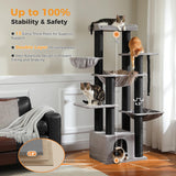 UYMI XXL Cat Tree, 67" Heavy Duty Cat Tower for Indoor Cats Large Adult with 13 Thick Scratching Posts (φ4.3), Large Perch, Spacious Condo, Hammock - for Maine Coon up to 20 lbs, Black